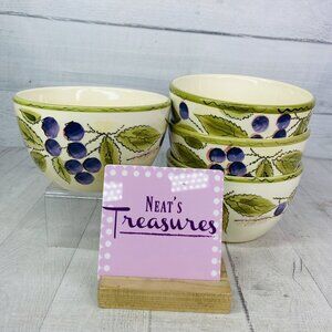 Home Trends NATURAL EXPRESSIONS Blue Berries Large Cereal Soup Bowls Set of 4